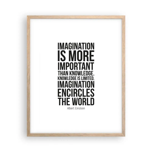 Plakat w ramie jasny dąb - Einstein o mocy wyobraźni - 40x50 cm