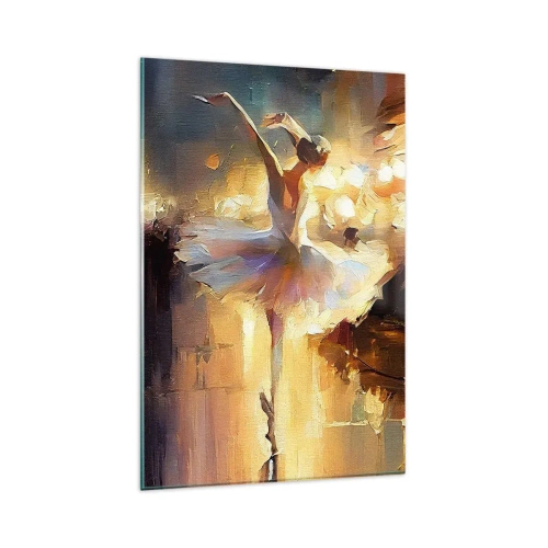 Obraz na szkle - Balerina tańcząca na tle oświetlonej sceny - 80x120cm - Cud na ulicy - Nowoczesna dekoracja ścienna do salonu i sypialni ARTTOR