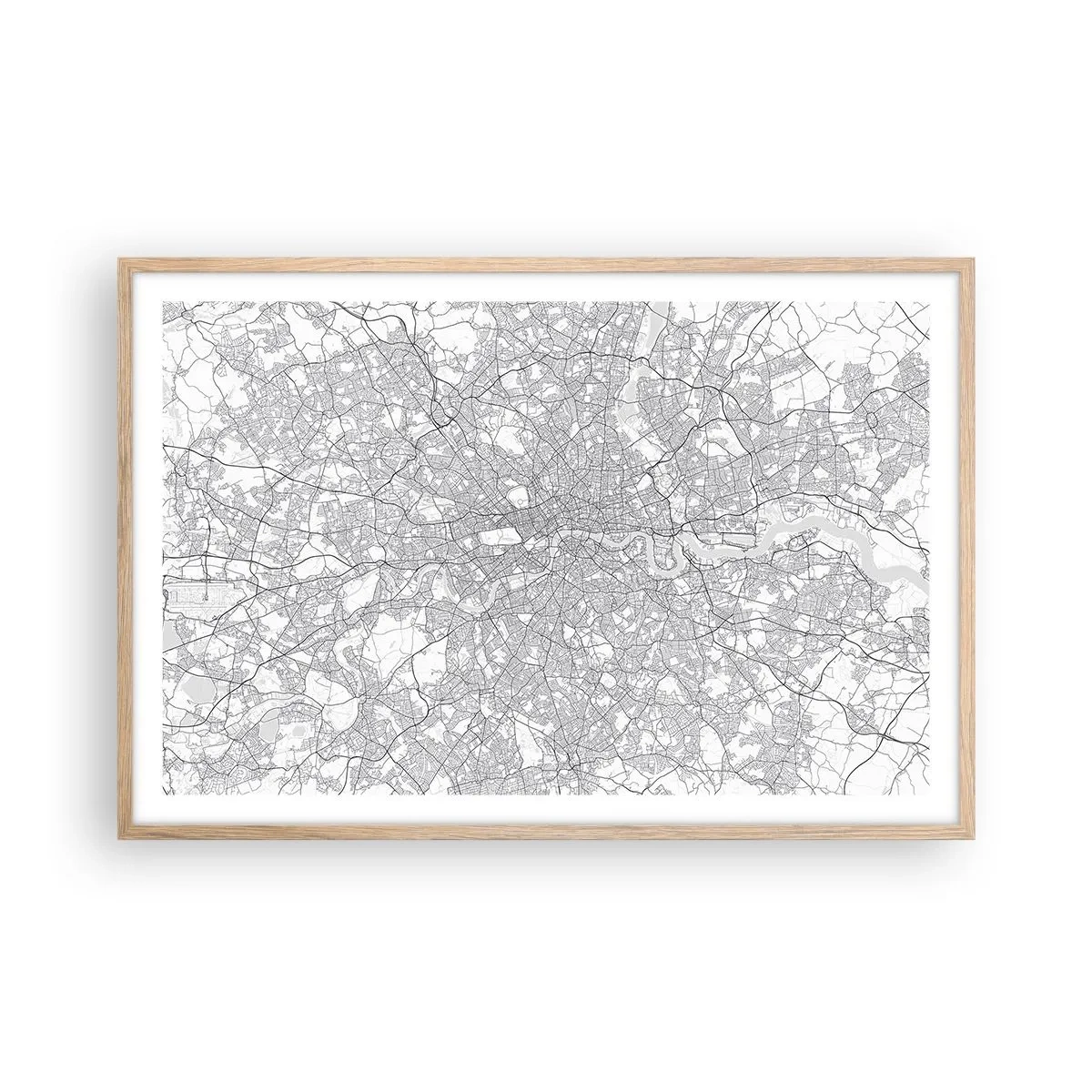 Plakat w ramie jasny dąb - Mapa londyńskiego labiryntu - 91x61 cm