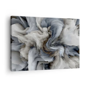 Obraz na płótnie - Abstrakcyjny wir w odcieniach szarości i błękitu - 70x50cm - Kamień i kwiat - Nowoczesna dekoracja ścienna do salonu i sypialni ARTTOR