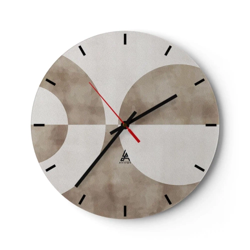 Zegar ścienny - Geometryczny wzór z półokręgami w odcieniach beżu - 30x30cm - Podobieństwa i różnice - Nowoczesna dekoracja ścienna do salonu, kuchni i sypialni ARTTOR