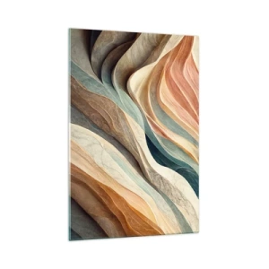 Obraz na szkle - Abstrakcyjne fale w pastelowych odcieniach - 70x100cm - Chwila przed zmianą - Nowoczesna dekoracja ścienna do salonu i sypialni ARTTOR