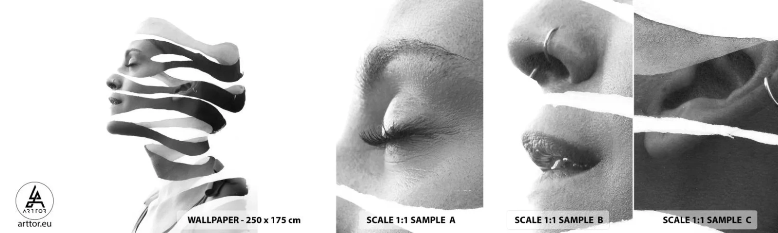 Fototapeta Próbka Samoprzylepna Deluxe Sticker - Portret surrealistyczny - Abstrakcja, Sztuka, Kobieta - 100x30 cm