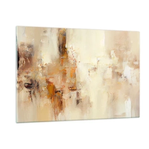 Obraz na szkle - Abstrakcja w odcieniach bursztynu, beżu i brązu - 120x80cm - Dusza bursztynu - Nowoczesna dekoracja ścienna do salonu, kuchni i sypialni ARTTOR