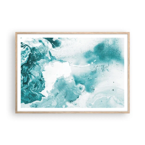 Plakat w ramie jasny dąb - Rozlewiska błękitu - 100x70 cm