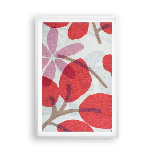 Plakat w białej ramie - Kompozycja kwiatowa w różu - 61x91 cm