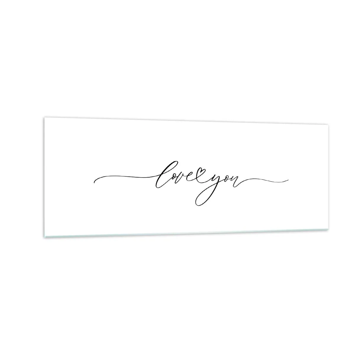 Obraz na szkle - Napis love you w eleganckiej czcionce - 140x50cm - Czarno na białym - Nowoczesna dekoracja ścienna do salonu i sypialni ARTTOR