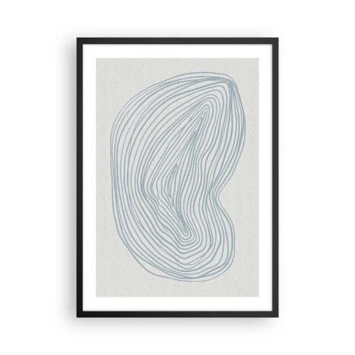 Plakat w czarnej ramie - Minimalistyczna abstrakcja z liniowym wzorem w odcieniach niebieskiego - 50x70cm - Uśmiech kropli - Nowoczesna dekoracja ścienna do salonu i sypialni ARTTOR