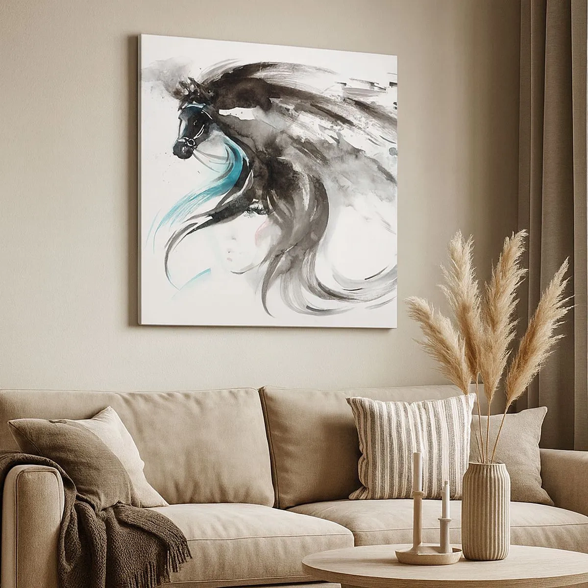 Obraz na płótnie - Galop Czarnego Księcia - 30x30 cm