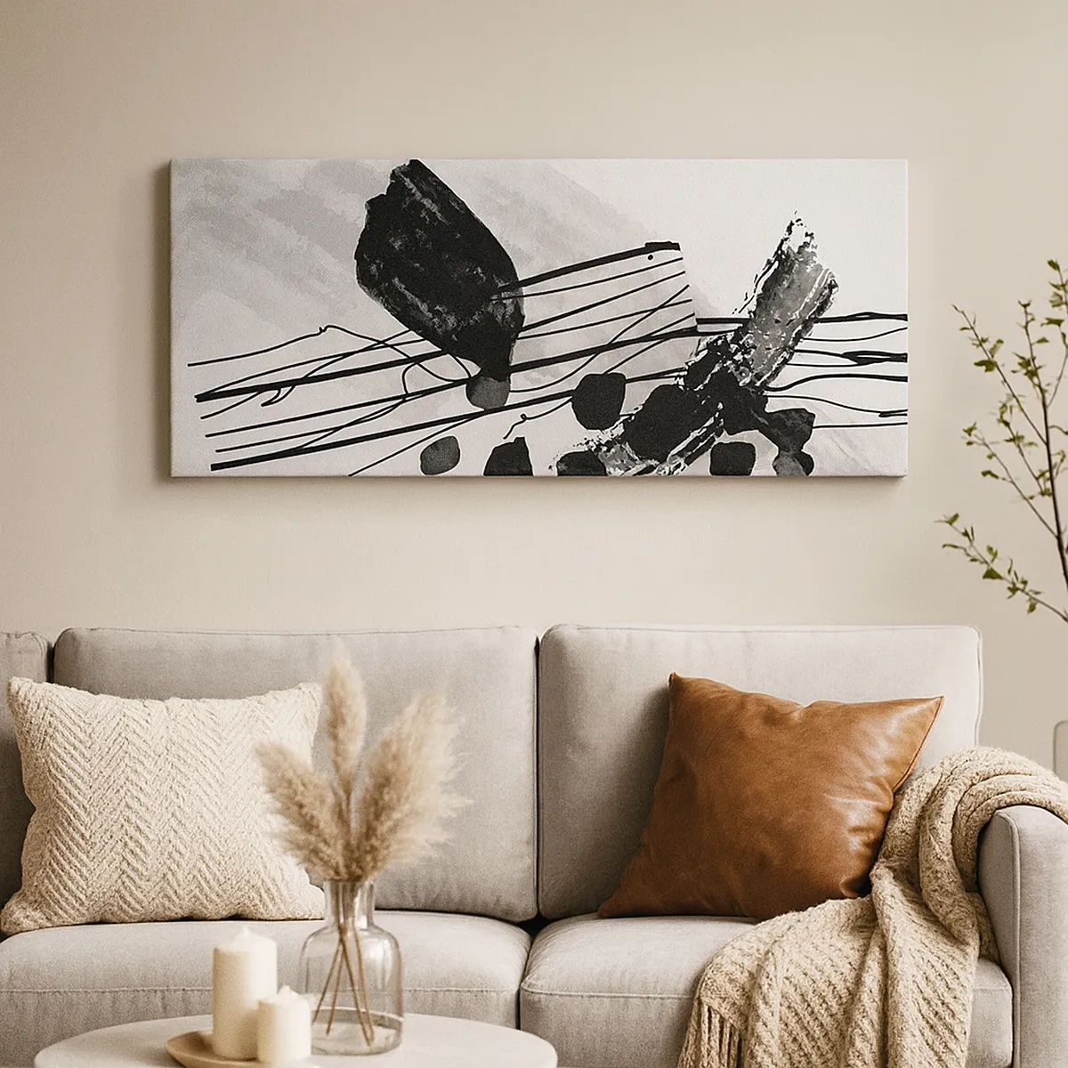 Obraz na płótnie - Czarno-biała abstrakcja organiczna - 30x30 cm