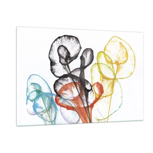 Obraz na szkle - Kolorowe, prześwitujące kwiaty w artystycznym stylu - 120x80cm - Kwiaty z duszą - Nowoczesna dekoracja ścienna do salonu, kuchni i sypialni ARTTOR