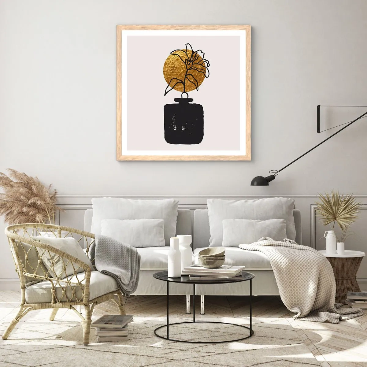 Plakat w ramie jasny dąb - Piękno na wagę złota - 50x50 cm