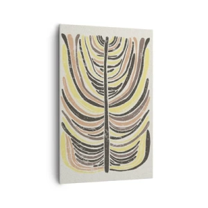 Obraz na płótnie - Abstrakcyjny motyw liścia w odcieniach ziemi - 80x120cm - Abstrakcja pełna życia - Nowoczesna dekoracja ścienna do salonu i sypialni ARTTOR