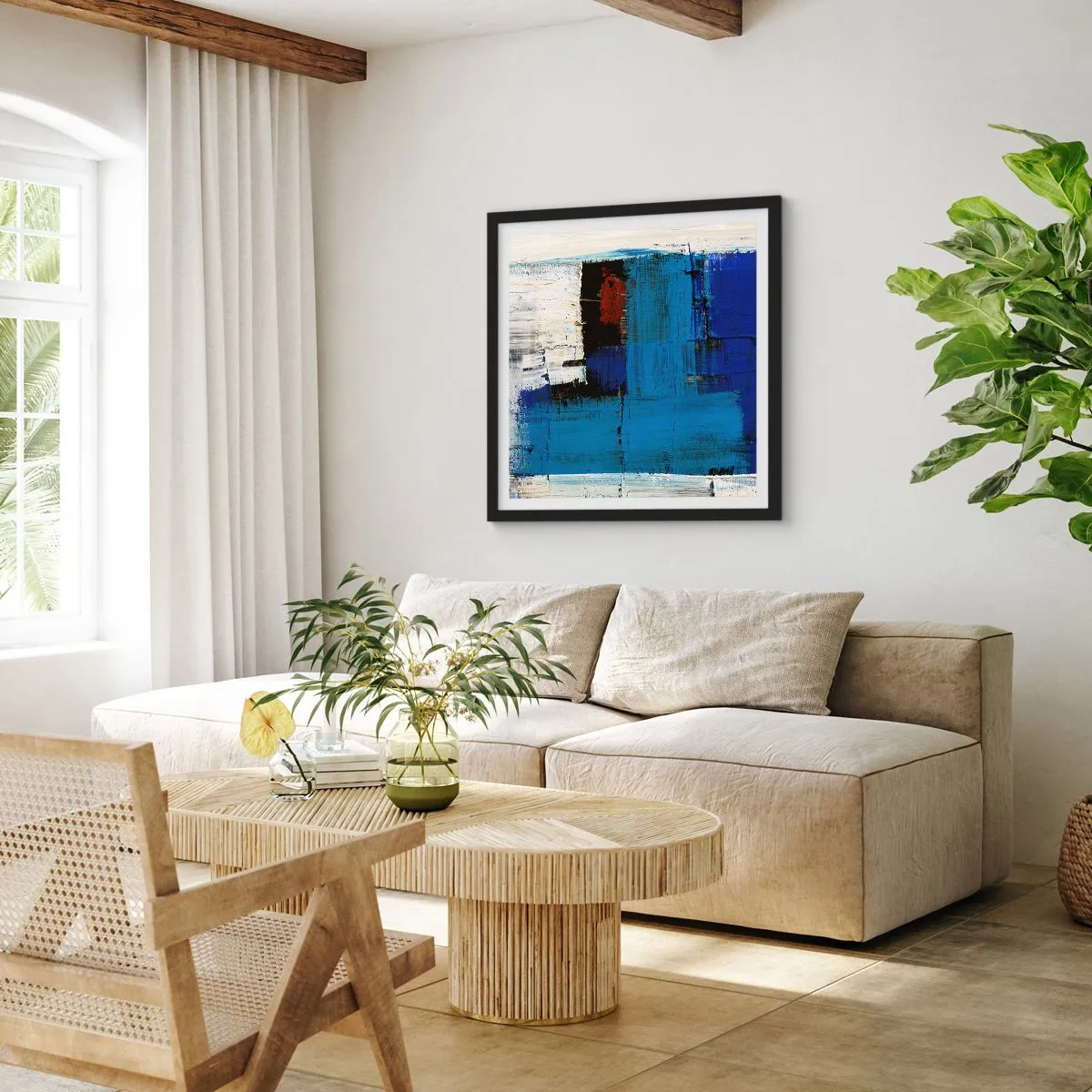 Plakat w czarnej ramie - Sekret błękitu - 40x40 cm