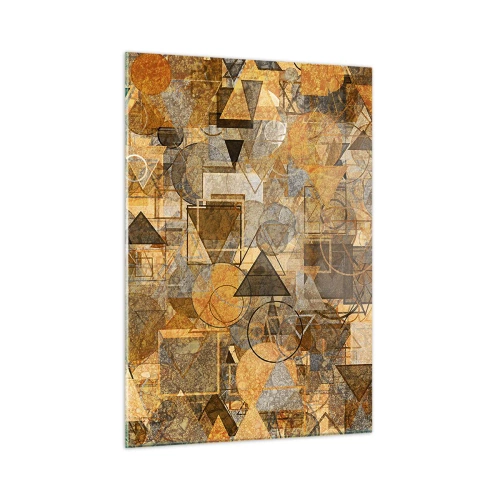 Obraz na szkle - Abstrakcyjna kompozycja geometryczna w ciepłych tonacjach - 50x70cm - Świat ujęty w formę - Nowoczesna dekoracja ścienna do salonu, kuchni i sypialni ARTTOR