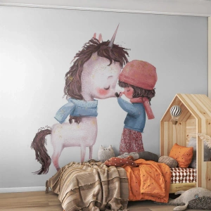 Fototapeta Samoprzylepna Deluxe Sticker - Zimowa opowieść - Dla Dzieci, Jednorożec, Dziewczynka - 450x315 cm