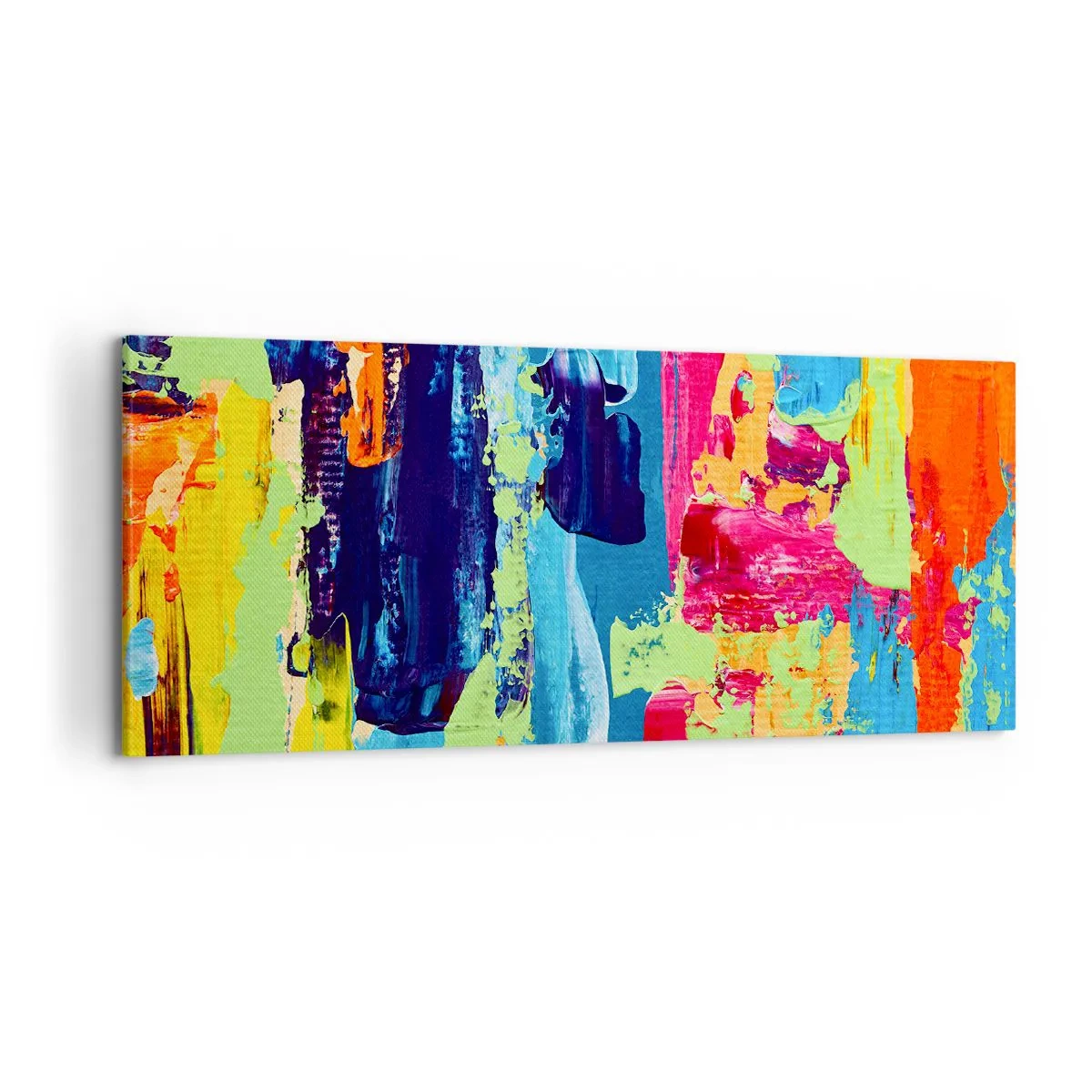 Obraz na płótnie - Abstrakcyjna kompozycja kolorów w dynamicznej formie - 120x50cm - Życie jest piękne! - Nowoczesna dekoracja ścienna do salonu i sypialni ARTTOR