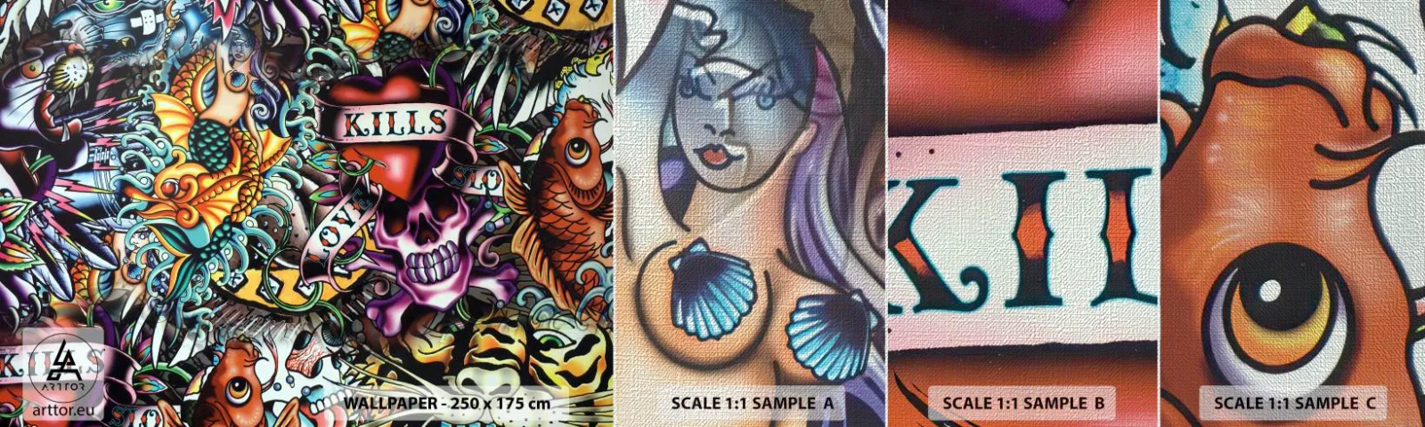 Fototapeta Próbka Premium Canvas - Sen tatuażysty - Graffiti, Mural, Sztuka - 100x30 cm