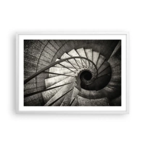 Plakat w białej ramie - Schodami w górę, schodami w dół - 70x50 cm