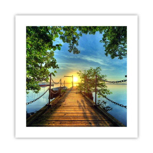 Plakat - Zachód nad wodą - 40x40 cm