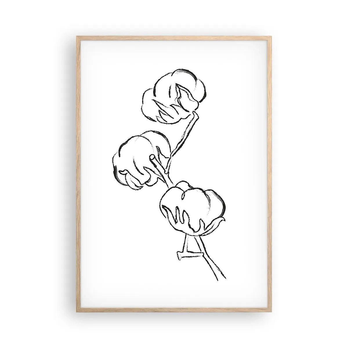 Plakat w ramie jasny dąb - Bawełniany puch - 70x100 cm