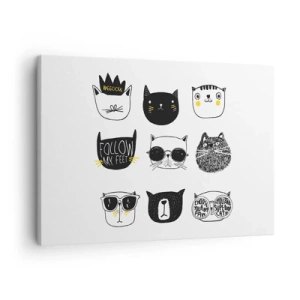 Obraz na płótnie - Stylowe ilustracje kotów w minimalistycznym stylu - 70x50cm - Każdy inny - Nowoczesna dekoracja ścienna do salonu i sypialni ARTTOR