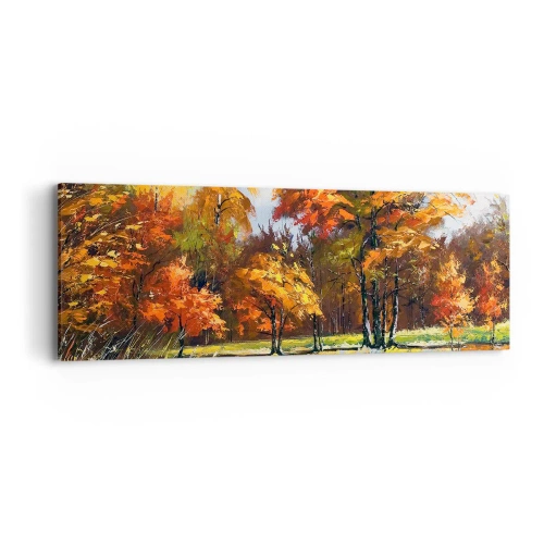 Obraz na płótnie - Pejzaż w złocie i brązie - 90x30 cm