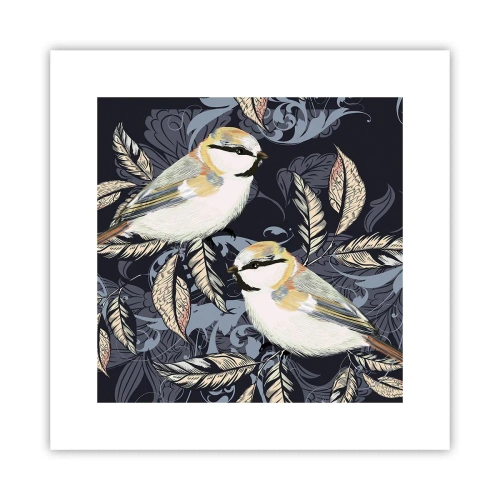 Plakat - Żółto-błękitny trel - 30x30 cm