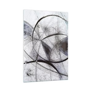 Obraz na szkle - Abstrakcyjne linie i kształty w odcieniach szarości i czerni - 70x100cm - Futurystyczna fantazja - Nowoczesna dekoracja ścienna do salonu i sypialni ARTTOR