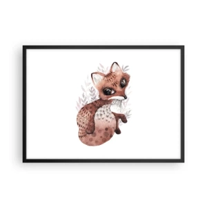 Plakat w czarnej ramie - Uroczy lisek w akwarelowym stylu na jasnym tle - 70x50cm - Tylko pokochać - Nowoczesna dekoracja ścienna do salonu i sypialni ARTTOR