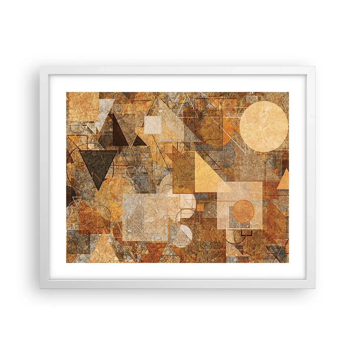 Plakat w białej ramie - Kubistyczne studium brązu - 50x40 cm