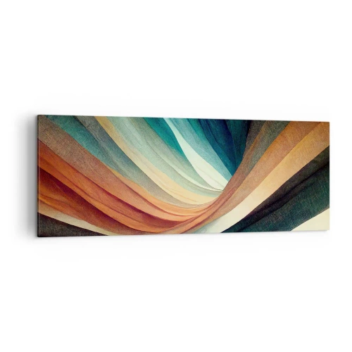 Obraz na płótnie - Abstrakcyjne fale w ciepłych i chłodnych odcieniach - 140x50cm - Utkane z barw - Nowoczesna dekoracja ścienna do salonu i sypialni ARTTOR