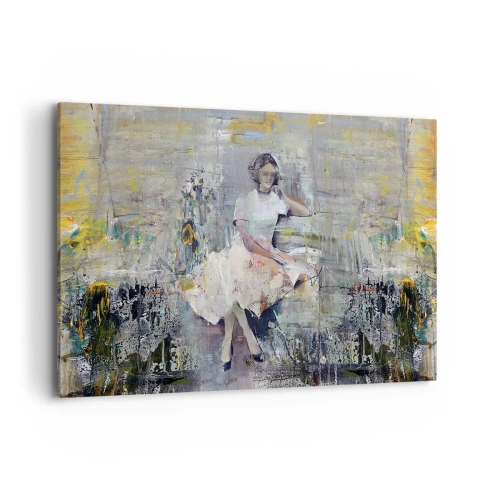 Obraz na płótnie - Artystyczny portret kobiety w pastelowych barwach - 100x70cm - Klasyczna i nowoczesna - Nowoczesna dekoracja ścienna do salonu, kuchni i sypialni ARTTOR
