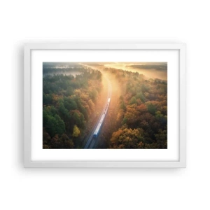 Plakat w białej ramie - Jesienna podróż - 40x30 cm