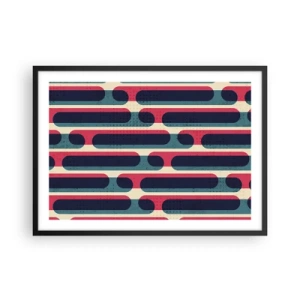Plakat w czarnej ramie - Geometryczny wzór w stylu retro z pastelowymi barwami - 70x50cm - W głąb i do przodu - Nowoczesna dekoracja ścienna do salonu i sypialni ARTTOR