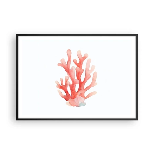 Plakat w czarnej ramie - Subtelna ilustracja korala w pastelowych odcieniach - 100x70cm - Koral koloru koralowego - Nowoczesna dekoracja ścienna do salonu i sypialni ARTTOR