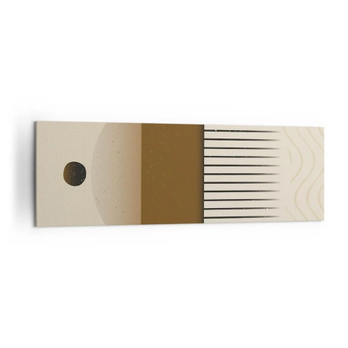 Obraz na płótnie - Abstrakcyjna kompozycja geometryczna w beżach i brązach - 160x50cm - Różne stany - Nowoczesna dekoracja ścienna do salonu i sypialni ARTTOR