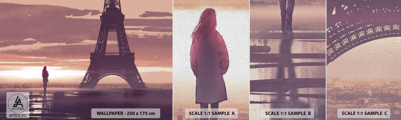 Fototapeta Próbka Premium Canvas - Tylko one dwie - Miasto, Wieża Eiffla, Paryż - 100x30 cm