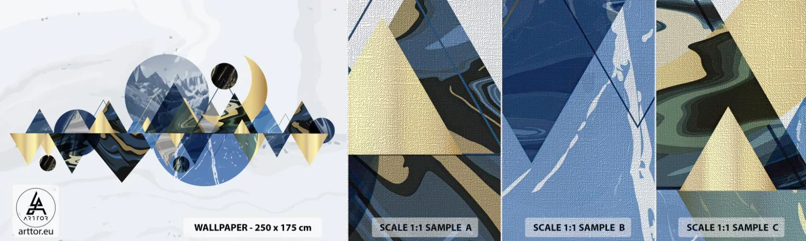 Fototapeta Próbka Premium Canvas - Pejzaż geometryczny - Abstrakcja, Góry, Sztuka - 100x30 cm