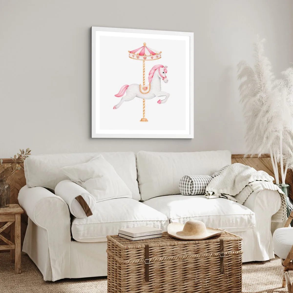 Plakat w białej ramie - Ruszył z kopyta - 50x50 cm