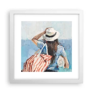 Plakat w białej ramie - Witaj na wakacjach - 30x30 cm