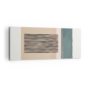 Obraz na płótnie - Minimalistyczne formy geometryczne w beżowych i zielonych odcieniach - 120x50cm - Wszystko w porządku - Nowoczesna dekoracja ścienna do salonu i sypialni ARTTOR