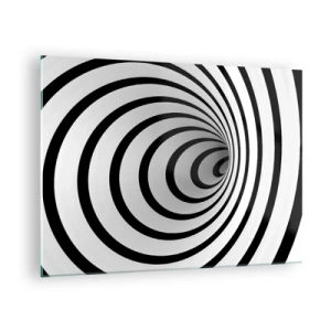 Obraz na szkle - Abstrakcyjny wzór spirali w czerni i bieli - 70x50cm - Też nie możesz się oprzec? - Nowoczesna dekoracja ścienna do salonu i sypialni ARTTOR