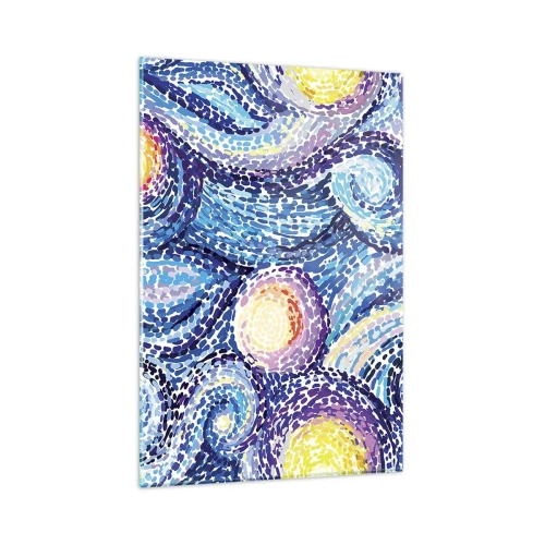 Obraz na szkle - Artystyczna interpretacja gwiaździstego nieba w stylu van Gogha - 80x120cm - Z obrazu van Gogha - Nowoczesna dekoracja ścienna do salonu i sypialni ARTTOR