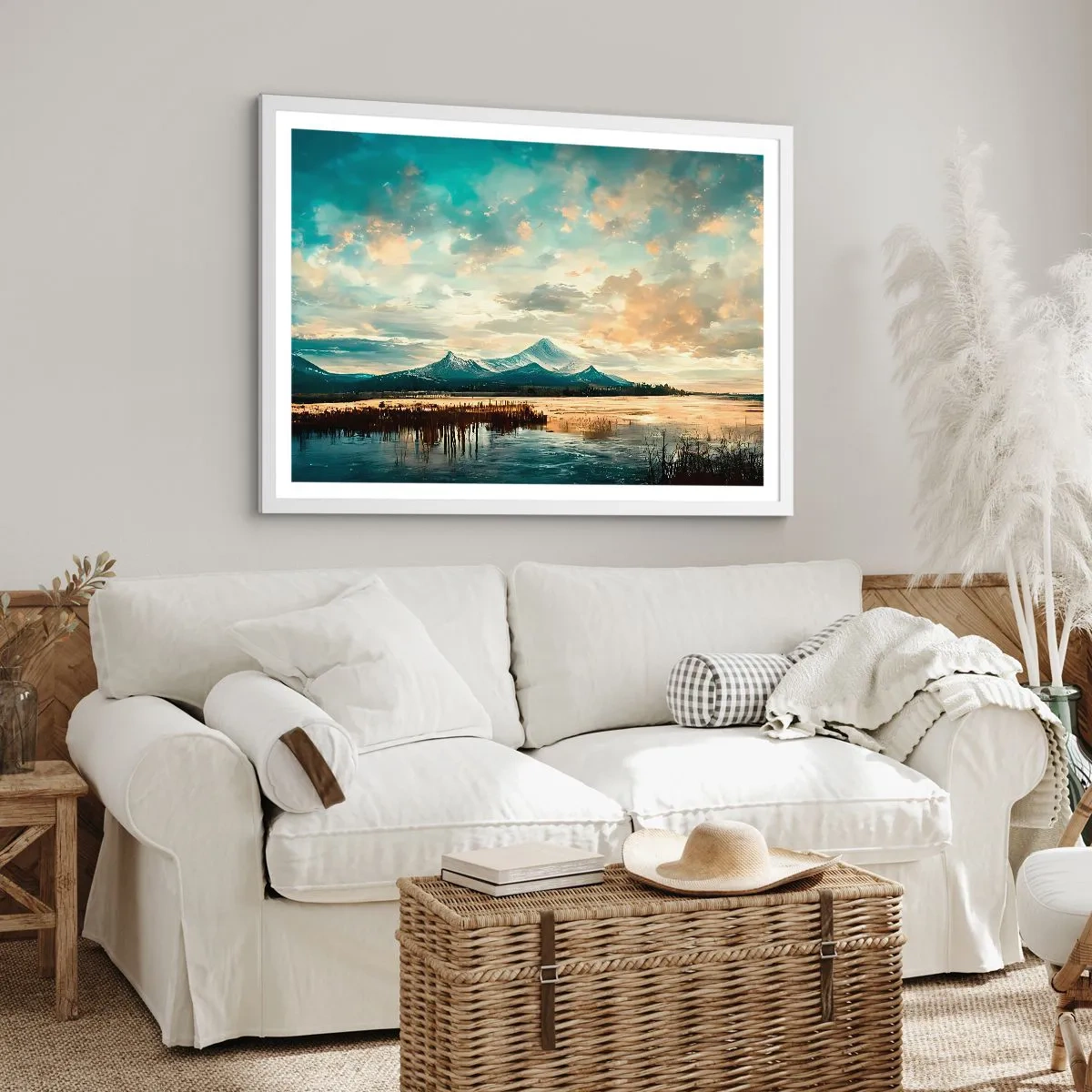 Plakat w białej ramie - Pod opieką nieba - 100x70 cm