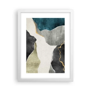 Plakat w białej ramie - Mozaikowa kompozycja z nitką złota - 30x40 cm