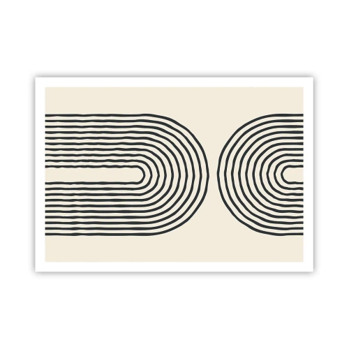 Plakat - Abstrakcyjny wzór geometryczny z symetrycznymi liniami na jasnym tle - 100x70cm - Już za chwilę… - Nowoczesna dekoracja ścienna do salonu i sypialni ARTTOR