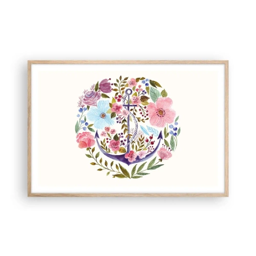 Plakat w ramie jasny dąb - Dobry sen żeglarza - 91x61 cm