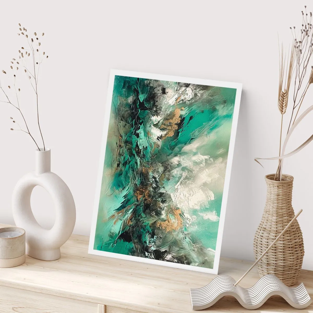 Plakat - Szmaragdowo-czarna kipiel - 40x50 cm