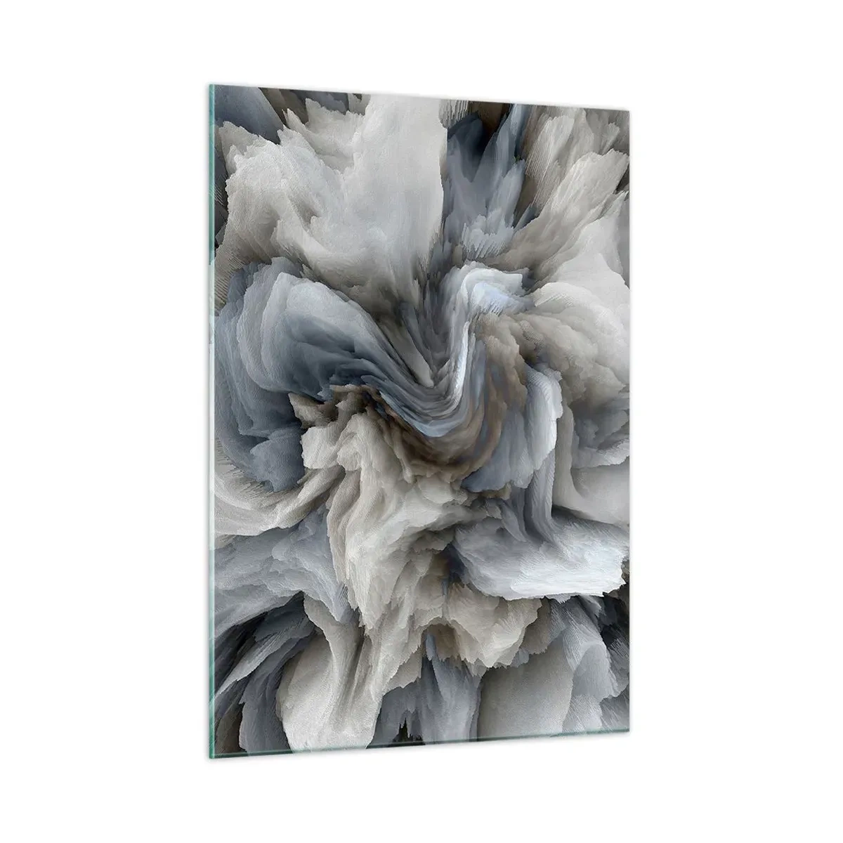 Obraz na szkle - Abstrakcyjna kompozycja przypominająca wirujące pióra - 50x70cm - Kamień i kwiat - Nowoczesna dekoracja ścienna do salonu, kuchni i sypialni ARTTOR